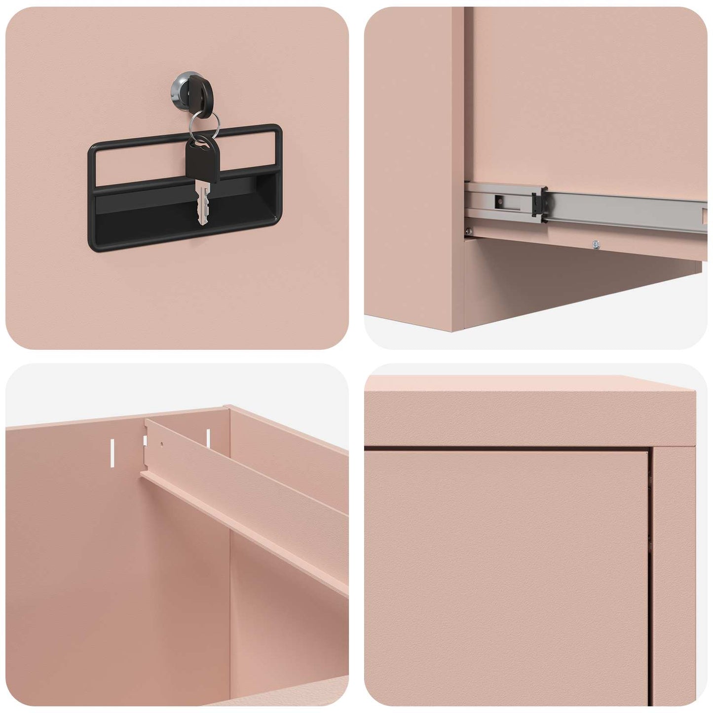File Cabinet Pink 44 x 50 x 106.5 cm Cold-Rolled Steel