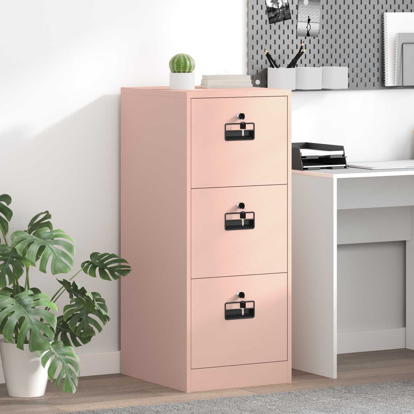File Cabinet Pink 44 x 50 x 106.5 cm Cold-Rolled Steel