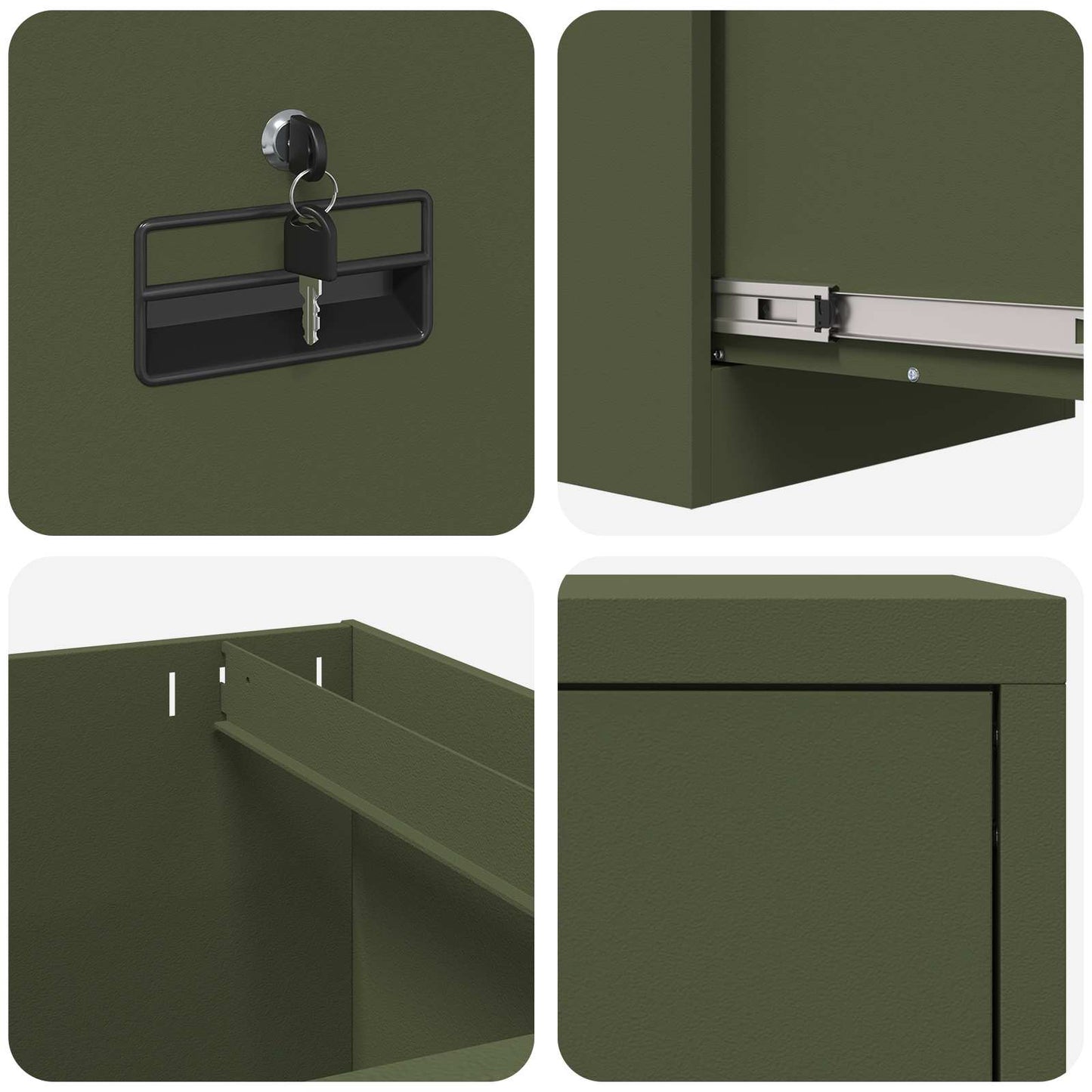 File Cabinet Olive Green 44 x 50 x 106.5 cm Cold-Rolled Steel