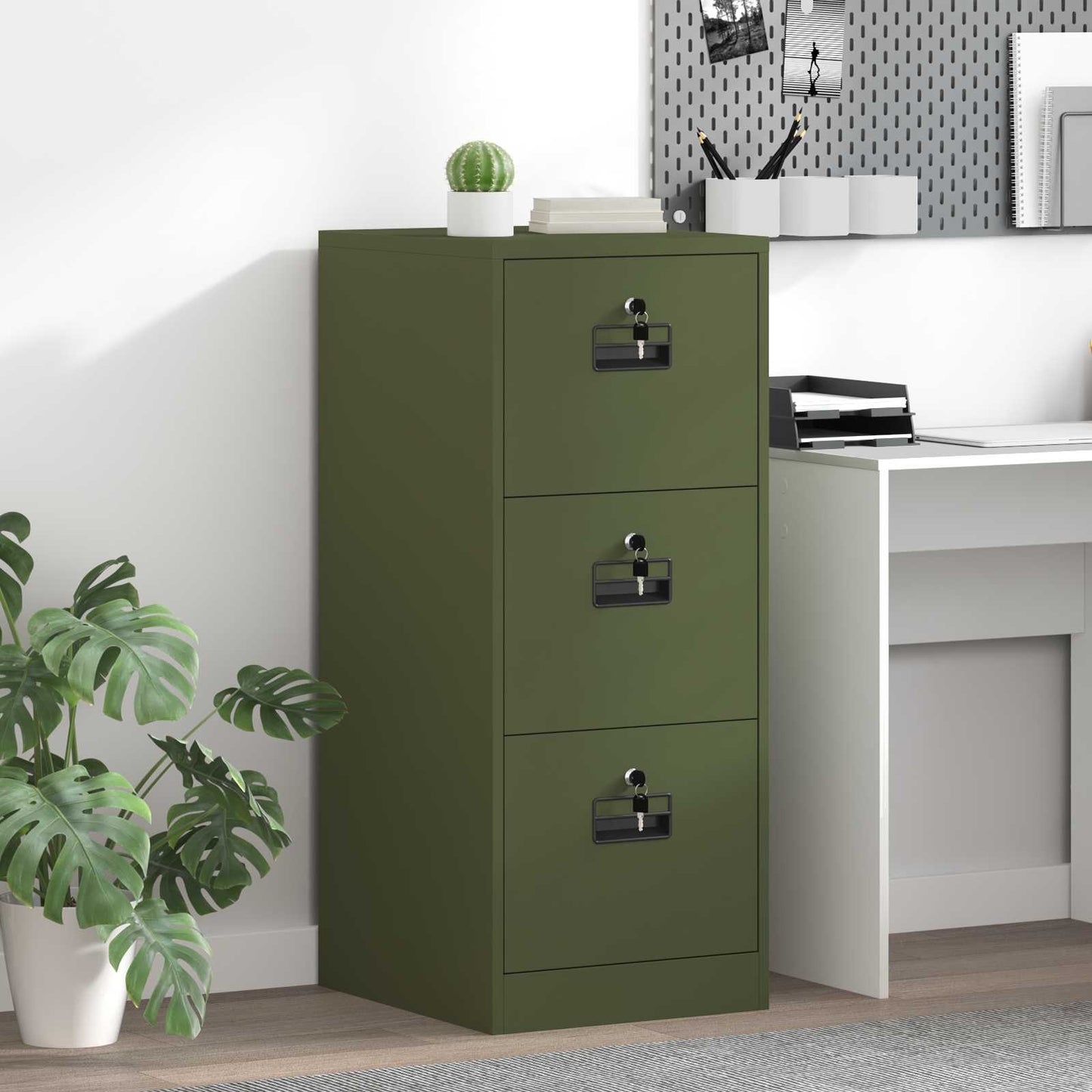 File Cabinet Olive Green 44 x 50 x 106.5 cm Cold-Rolled Steel