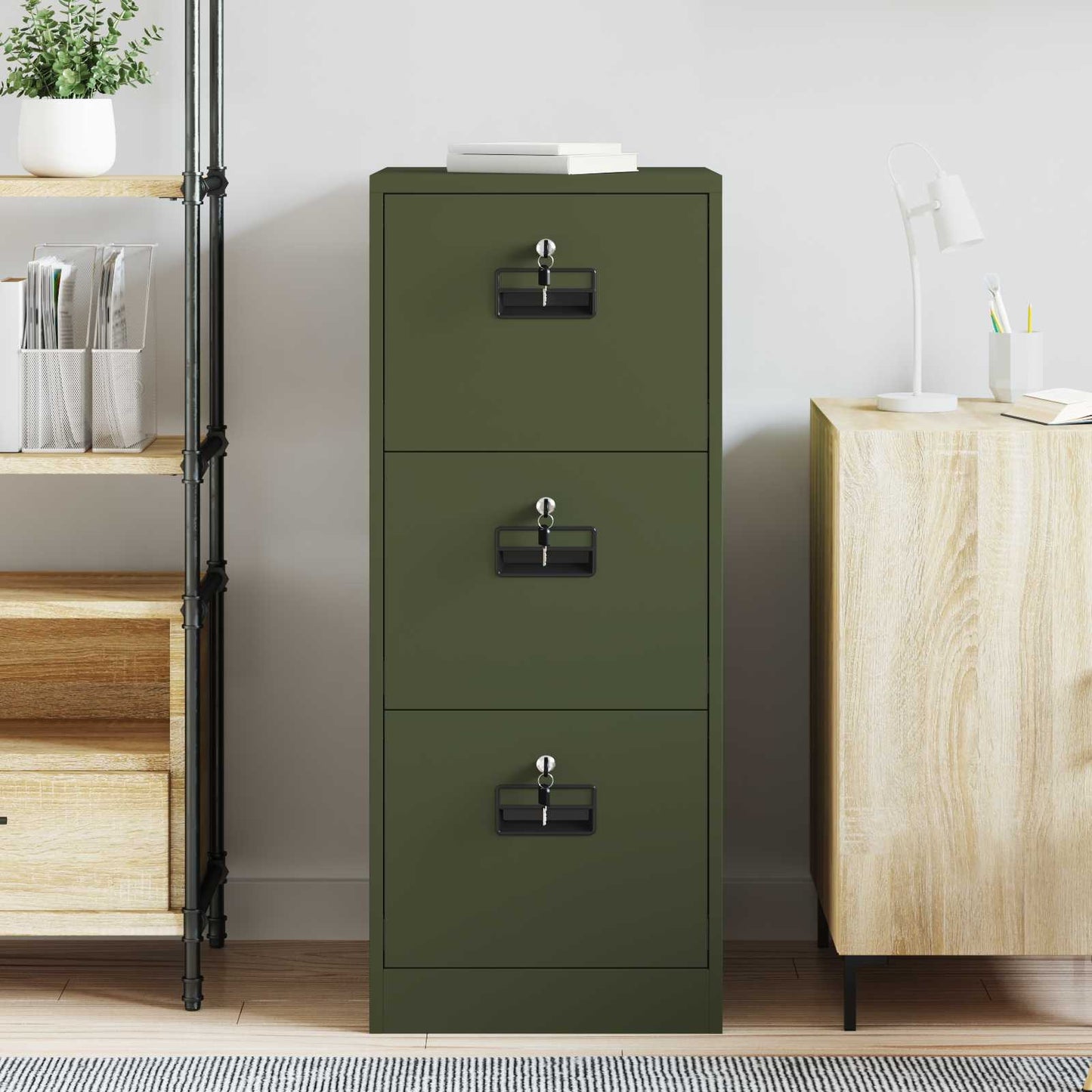 File Cabinet Olive Green 44 x 50 x 106.5 cm Cold-Rolled Steel