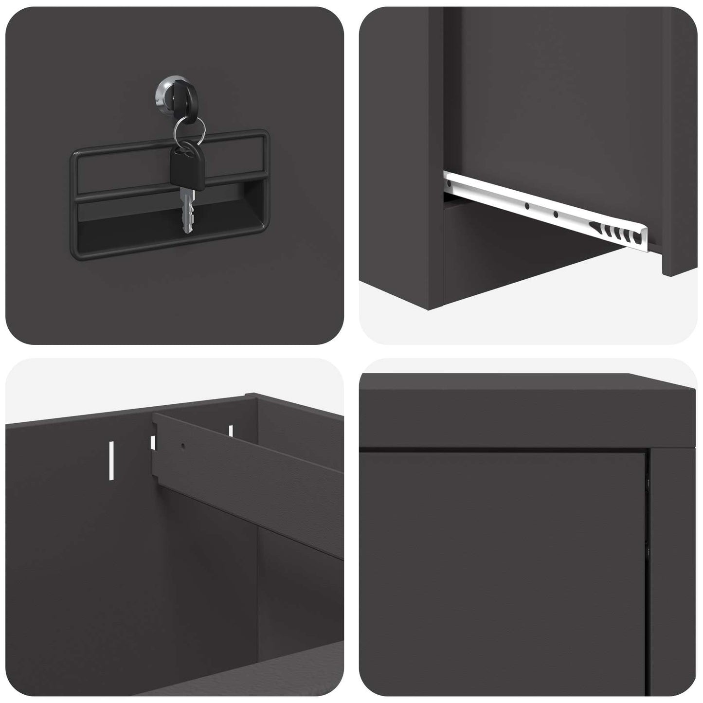 File Cabinet Black 45.5 x 42 x 74.5 cm Cold-Rolled Steel