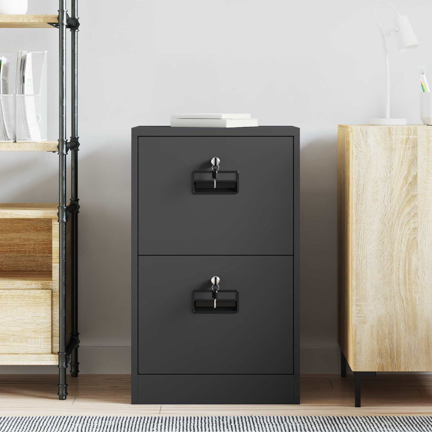 File Cabinet Black 45.5 x 42 x 74.5 cm Cold-Rolled Steel