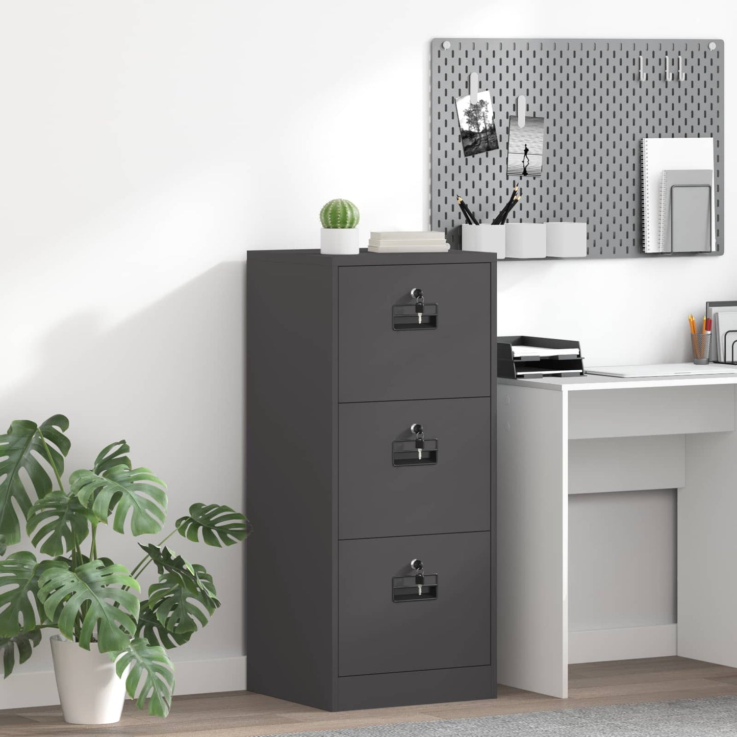 File Cabinet Black 45.5 x 42 x 106.5 cm Cold-Rolled Steel