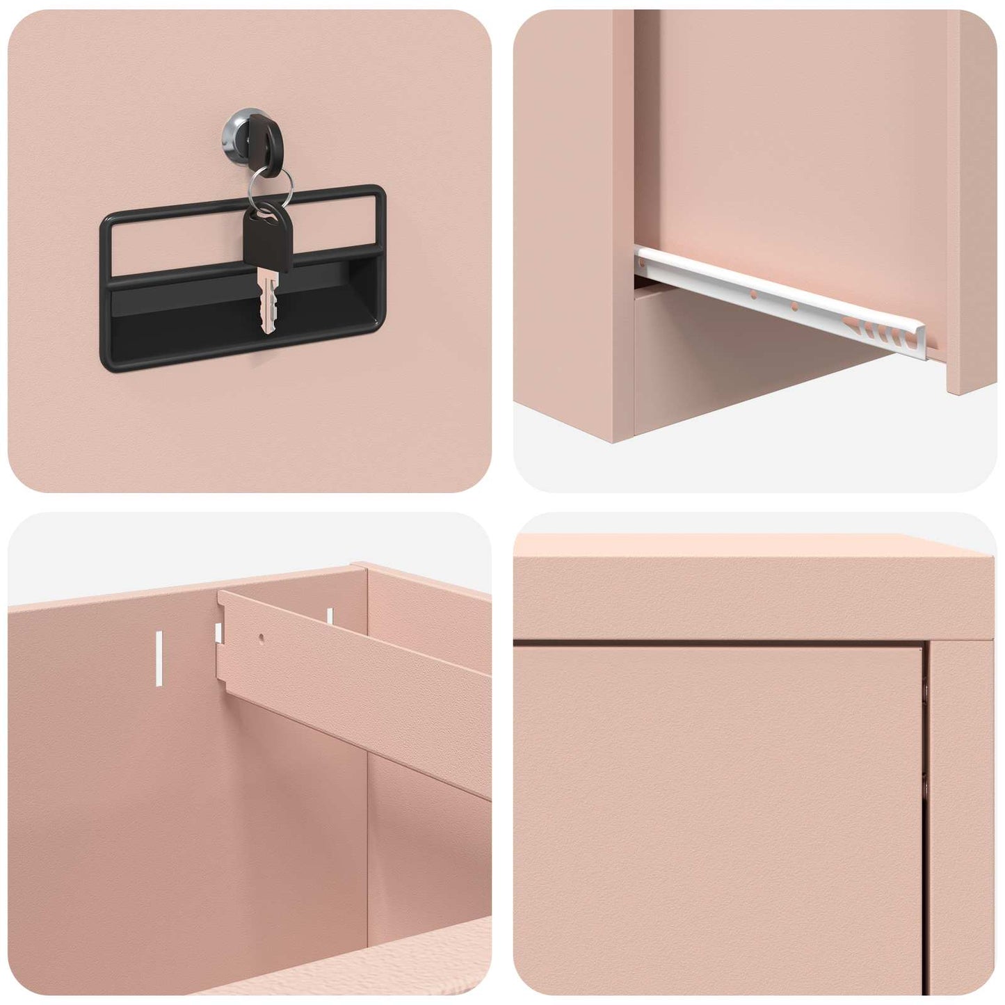 File Cabinet Pink 45.5 x 42 x 106.5 cm Cold-Rolled Steel