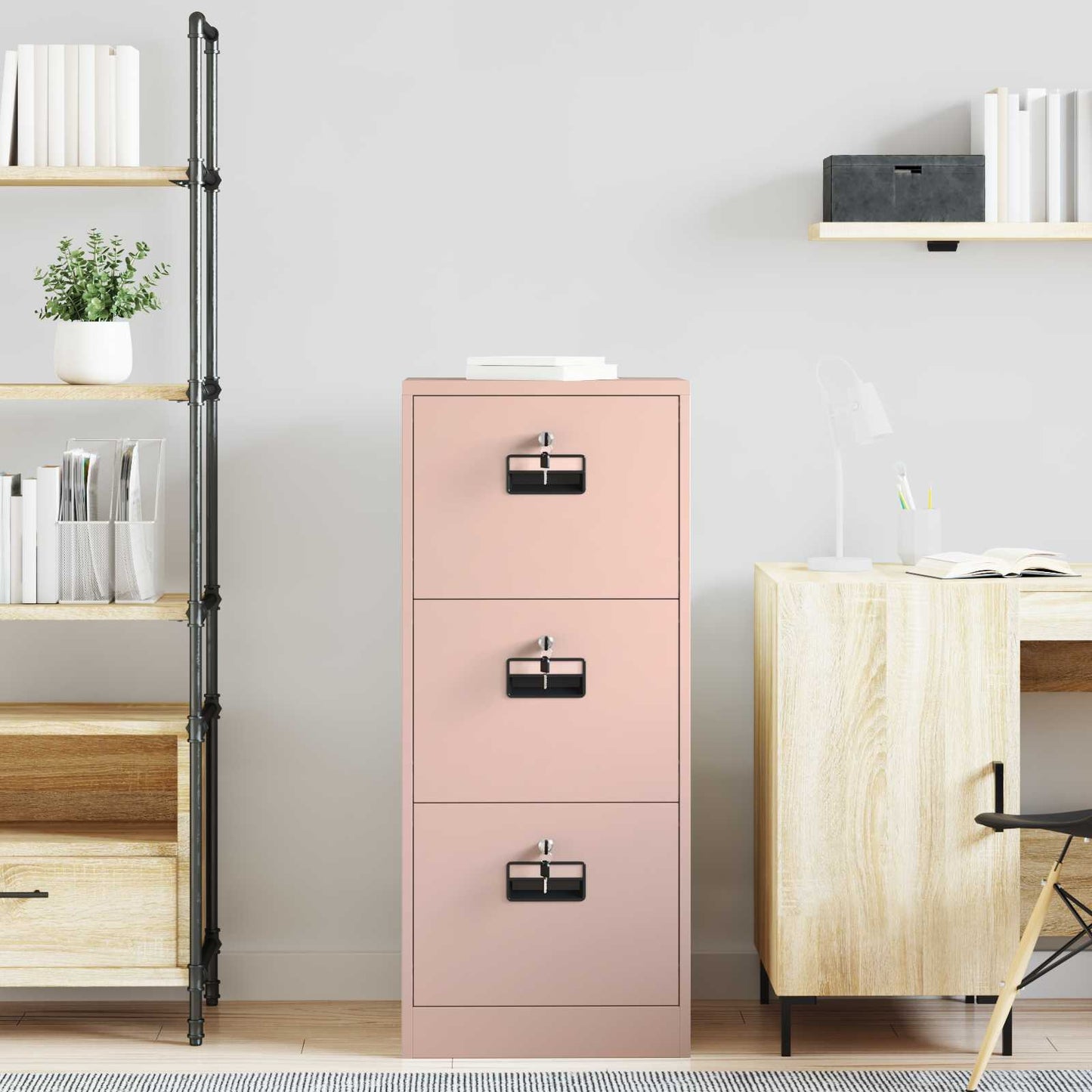 File Cabinet Pink 45.5 x 42 x 106.5 cm Cold-Rolled Steel