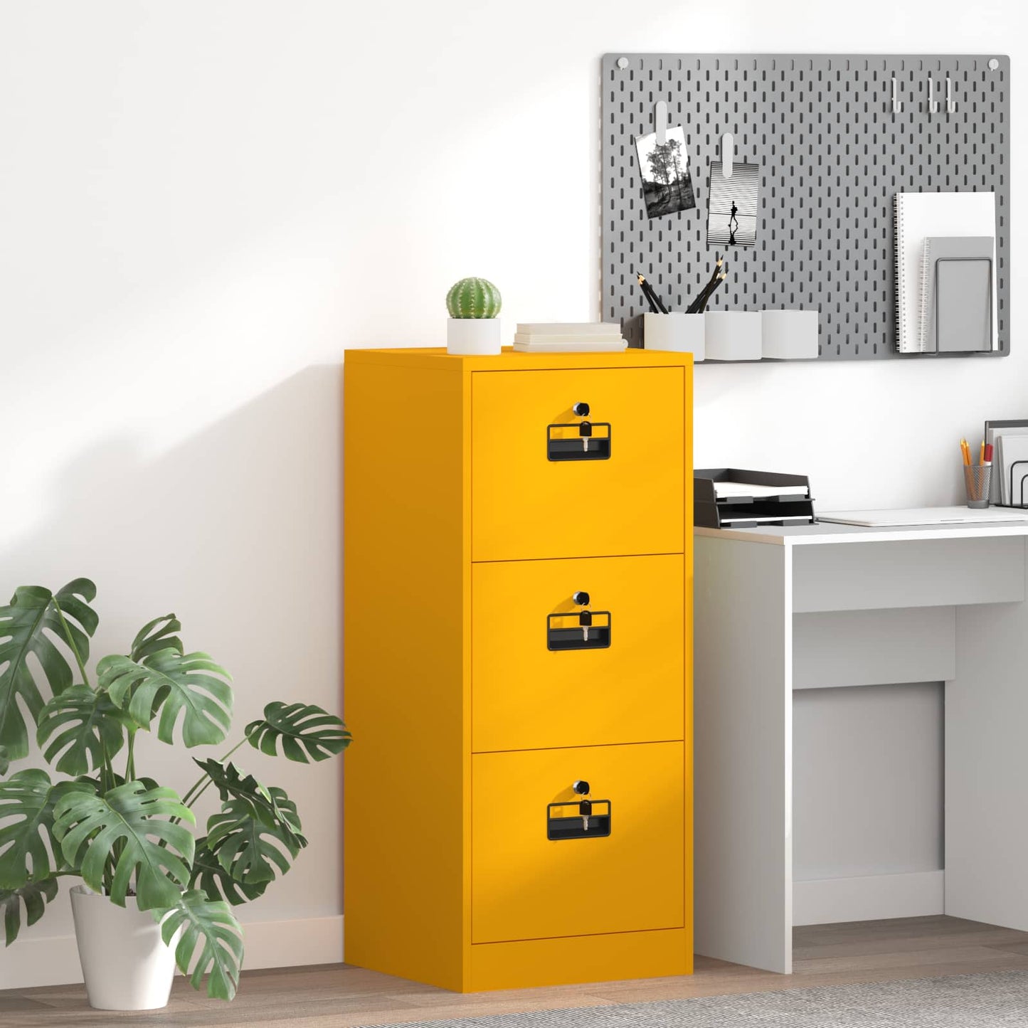 File Cabinet with Drawer Mustard Yellow 45.5 x 42 x 106.5 cm