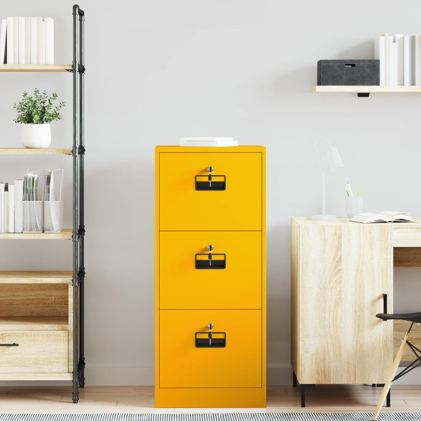 File Cabinet with Drawer Mustard Yellow 45.5 x 42 x 106.5 cm