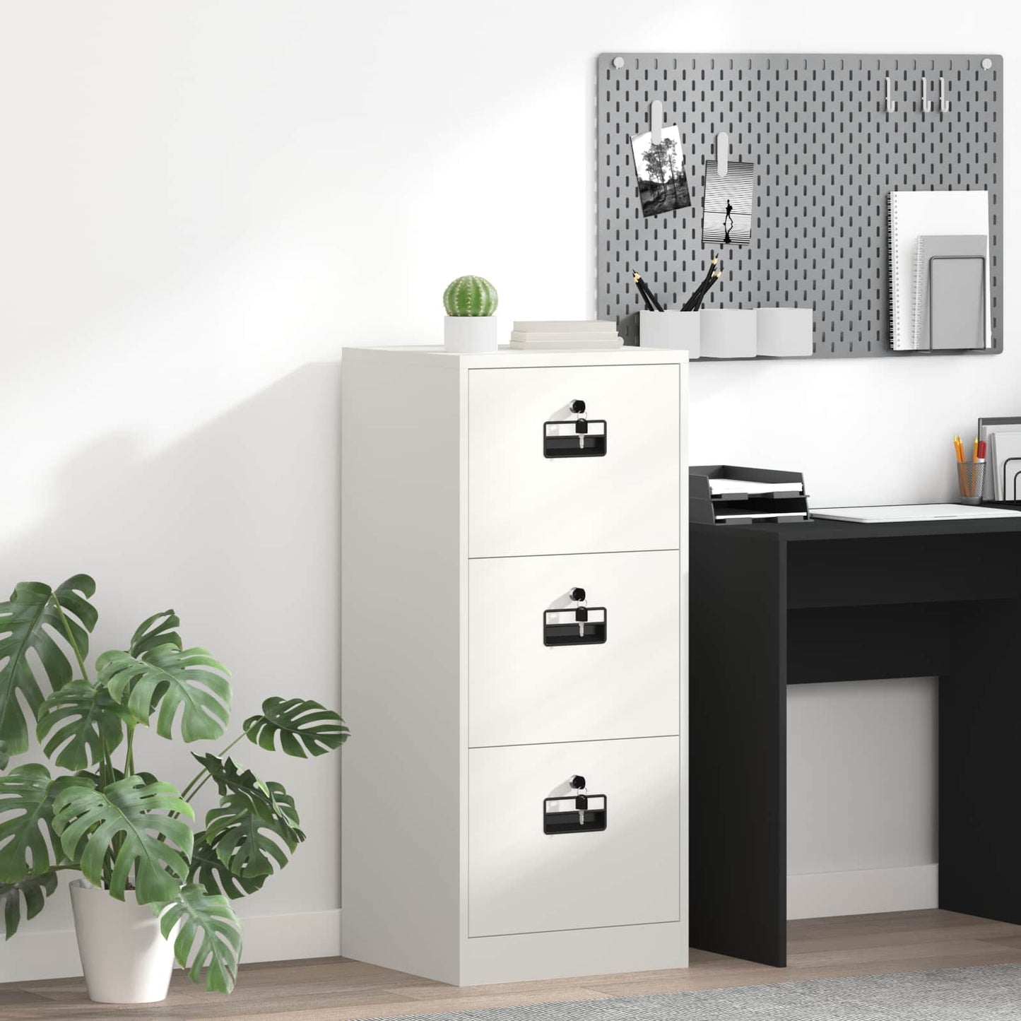 File Cabinet White 45.5 x 42 x 106.5 cm Cold-Rolled Steel