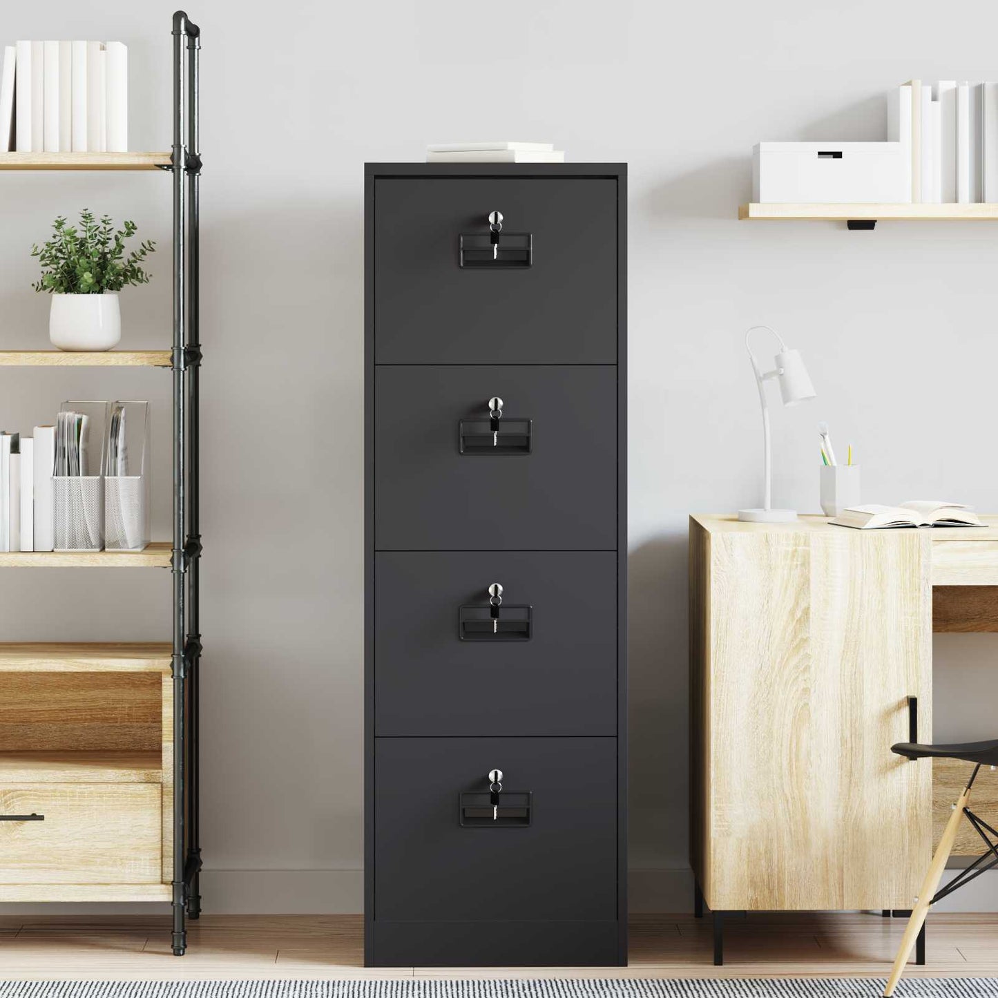 File Cabinet Black 45.5 x 42 x 139 cm Cold-Rolled Steel