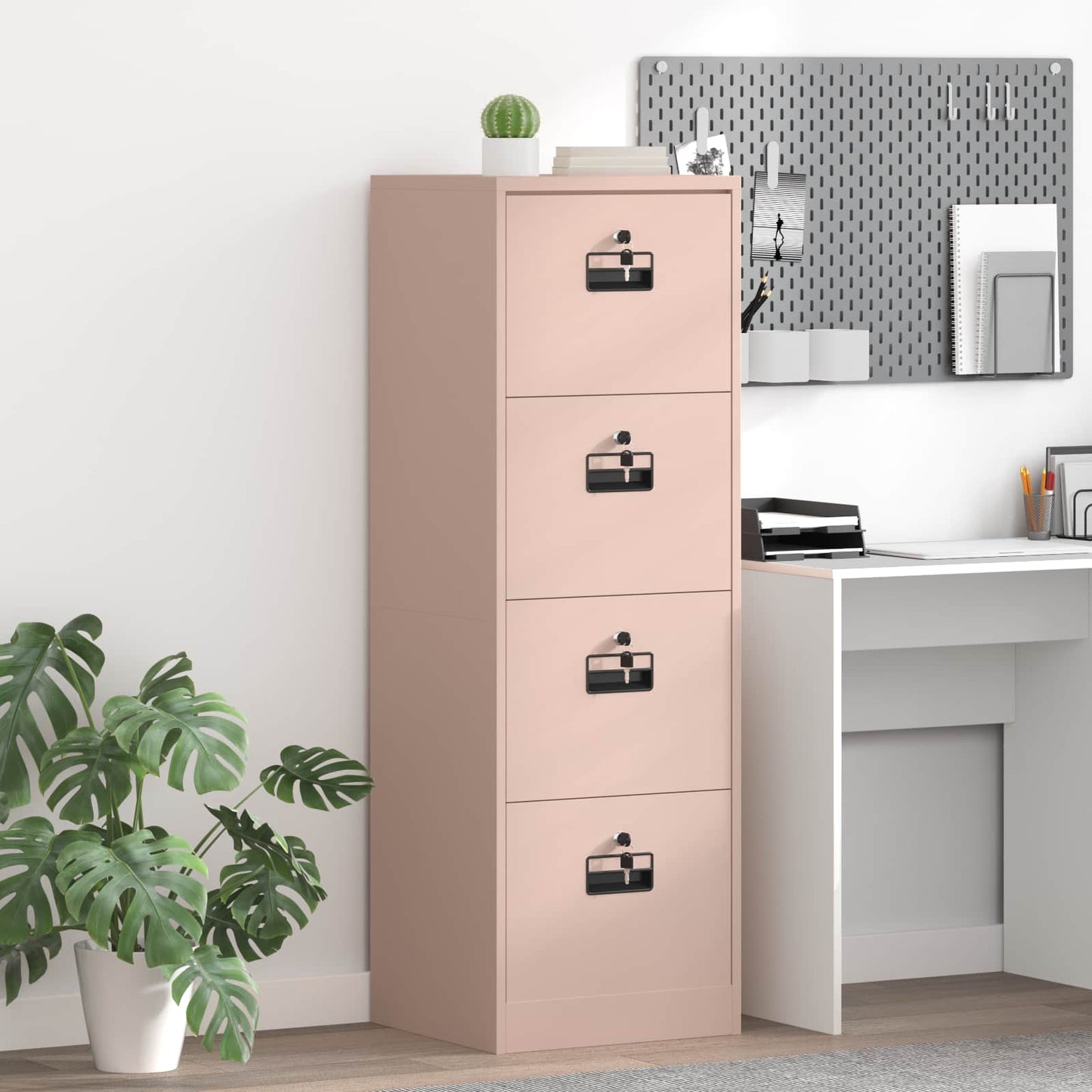 File Cabinet Pink 45.5 x 42 x 139 cm Cold-Rolled Steel