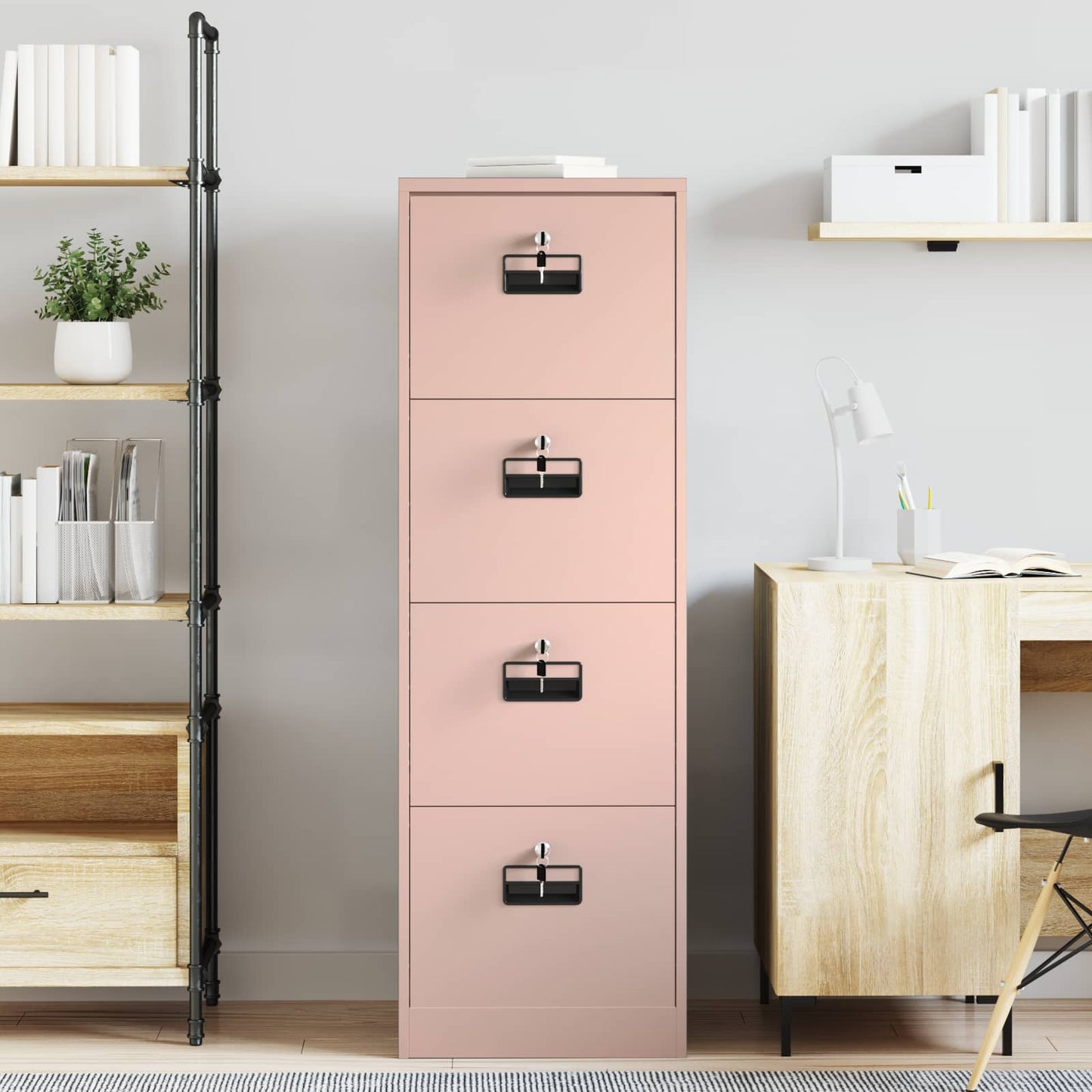 File Cabinet Pink 45.5 x 42 x 139 cm Cold-Rolled Steel