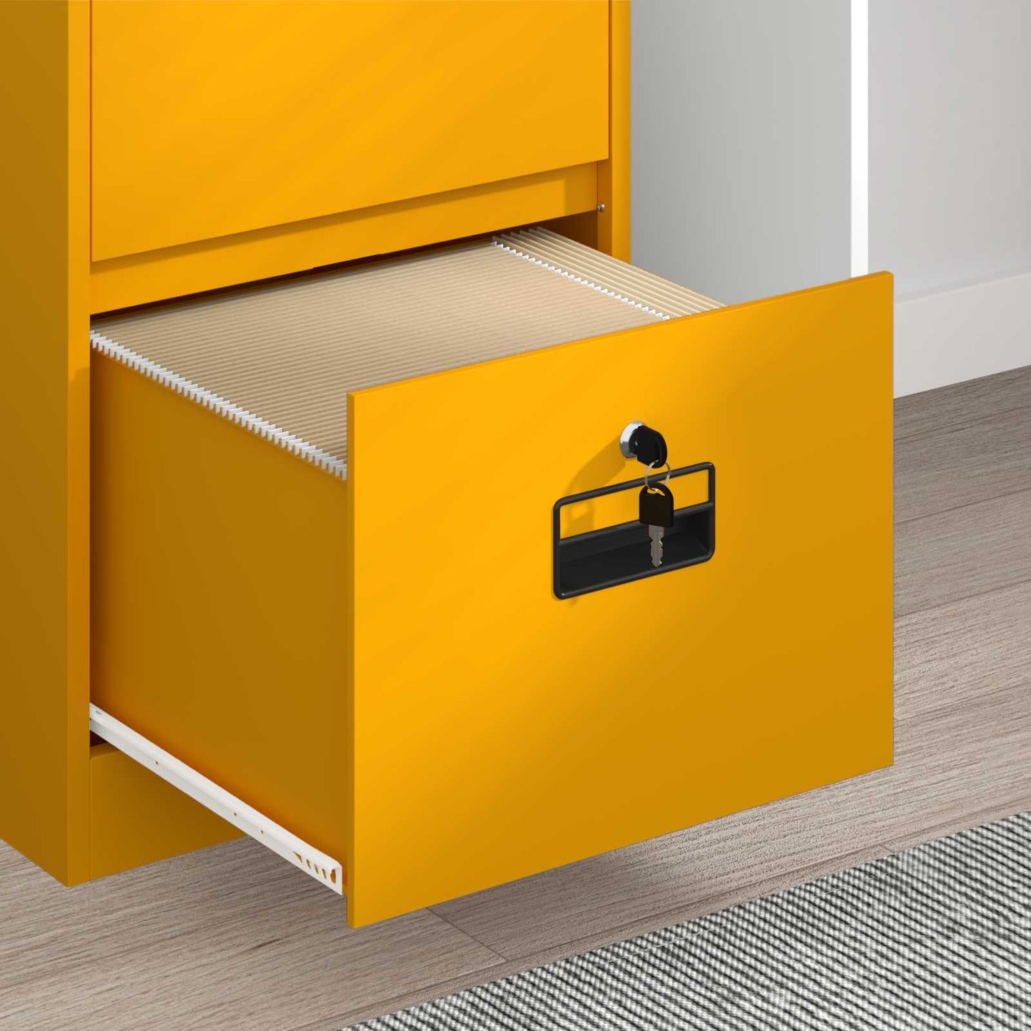 File Cabinet with Drawer Mustard Yellow 45.5 x 42 x 139 cm