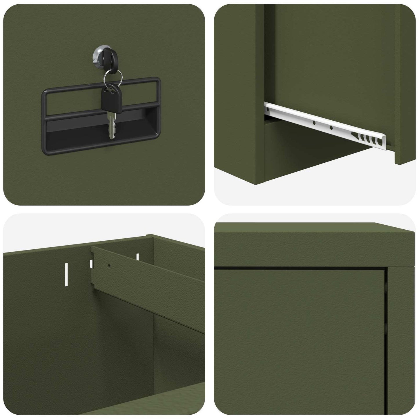 File Cabinet Olive Green 45.5 x 42 x 139 cm Cold-Rolled Steel