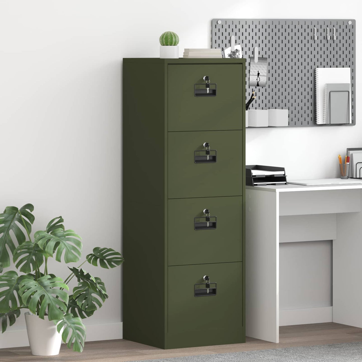 File Cabinet Olive Green 45.5 x 42 x 139 cm Cold-Rolled Steel
