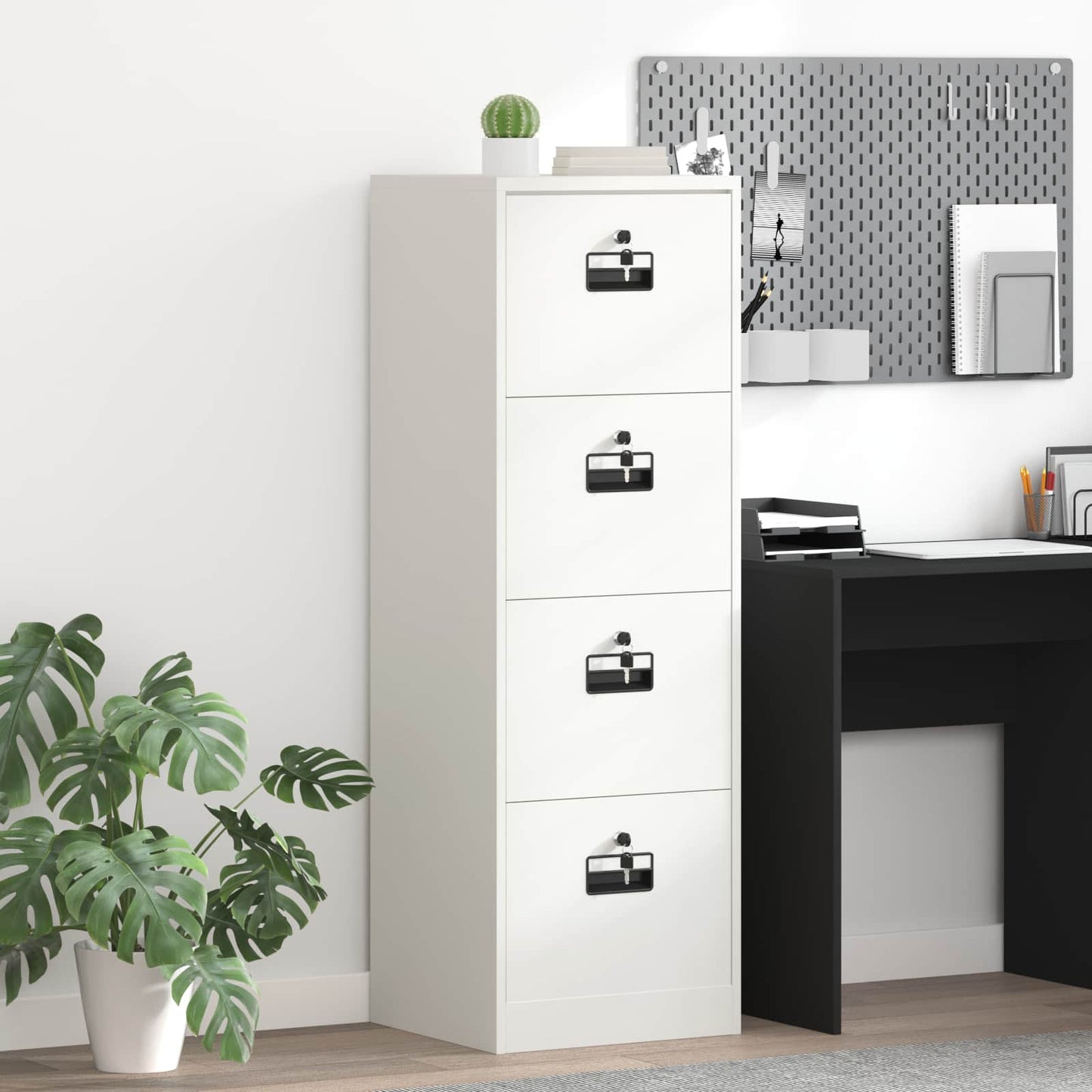 File Cabinet White 45.5 x 42 x 139 cm Cold-Rolled Steel