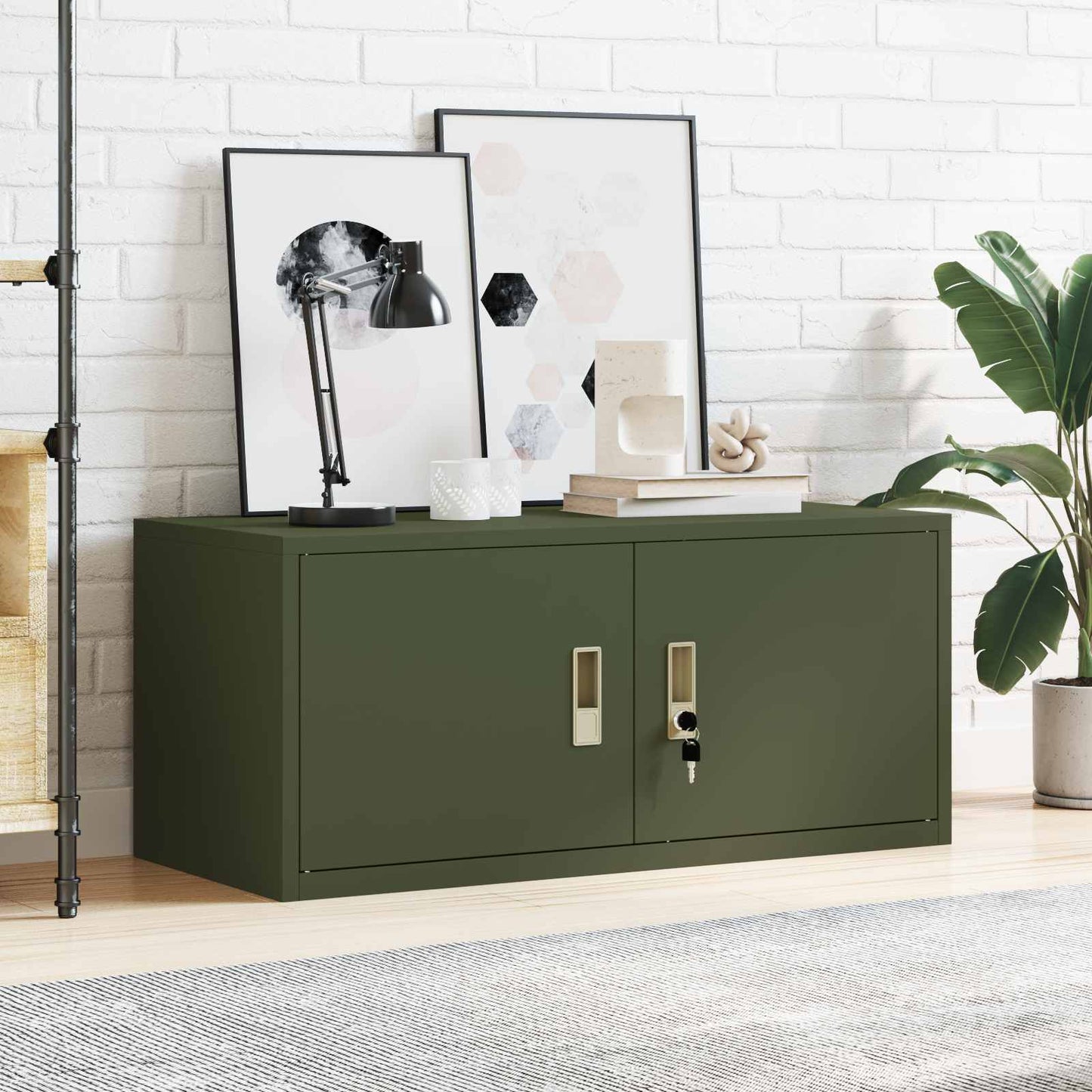Storage Cabinet Olive Green 90 x 40 x 40 cm Steel