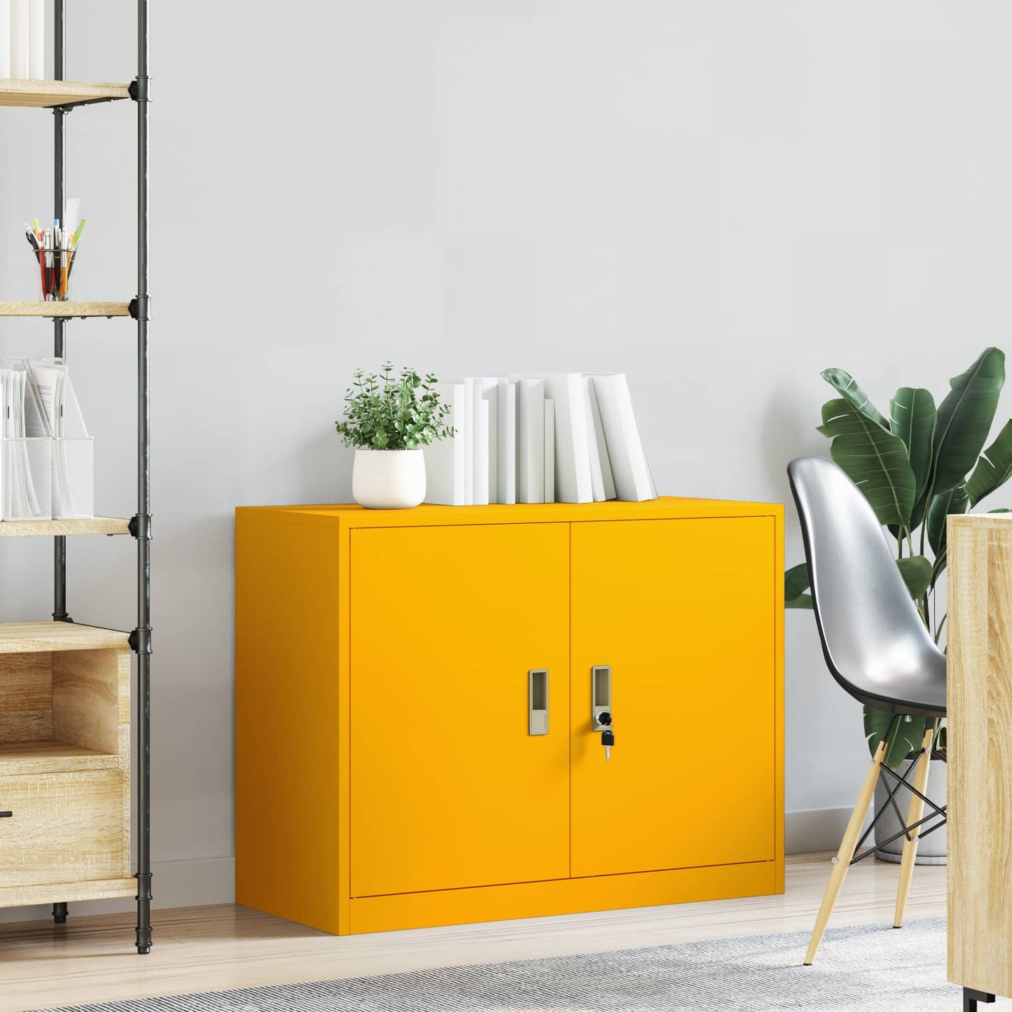 Storage Cabinet Mustard Yellow 90 x 40 x 70 cm Steel