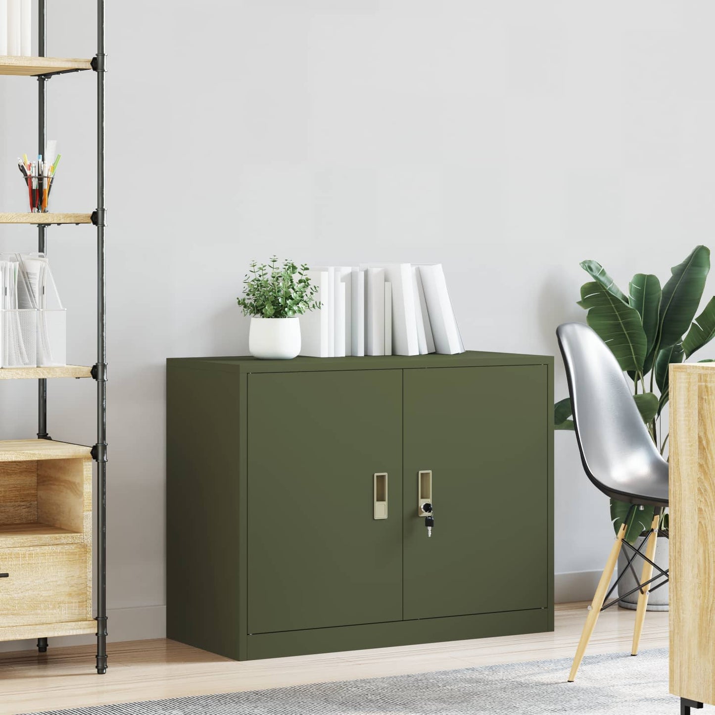 Storage Cabinet Olive Green 90 x 40 x 70 cm Steel