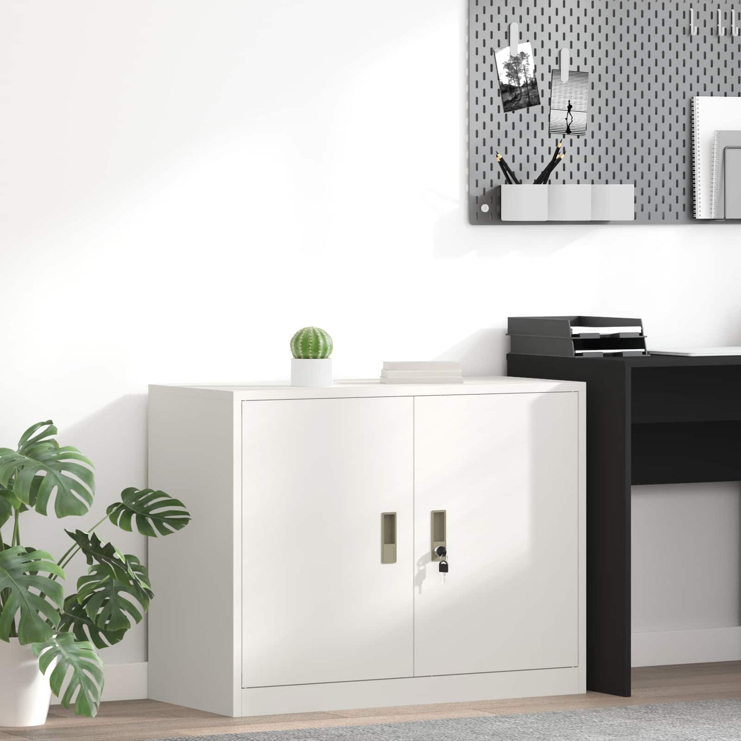 Storage Cabinet White 90 x 40 x 70 cm Steel