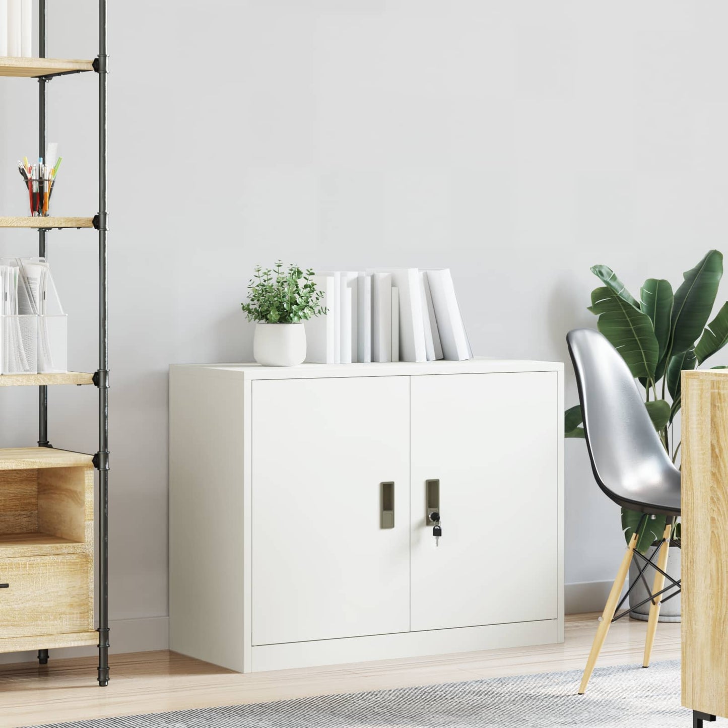 Storage Cabinet White 90 x 40 x 70 cm Steel