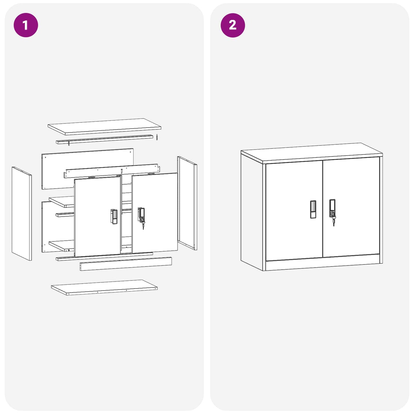 Storage Cabinet White 80 x 40 x 70 cm Steel