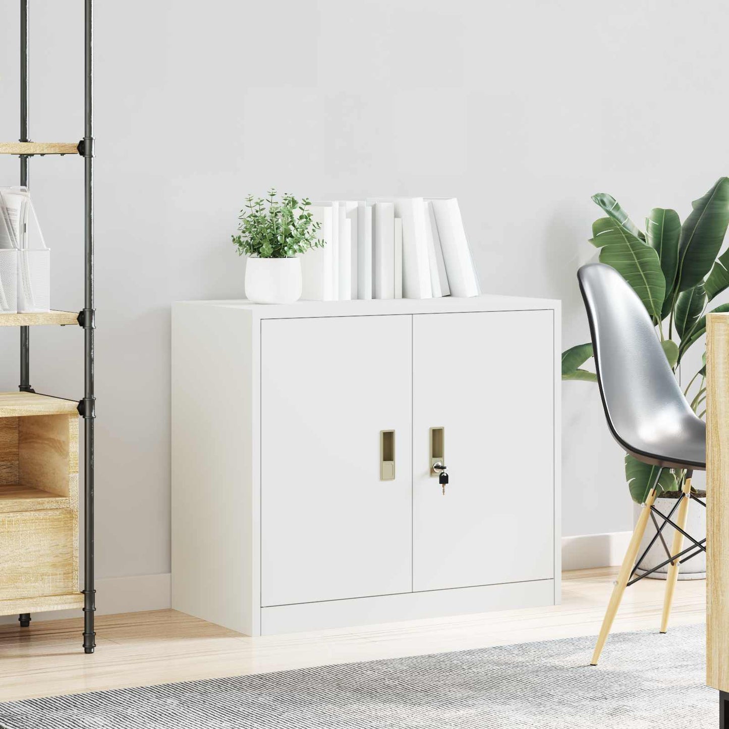 Storage Cabinet White 80 x 40 x 70 cm Steel