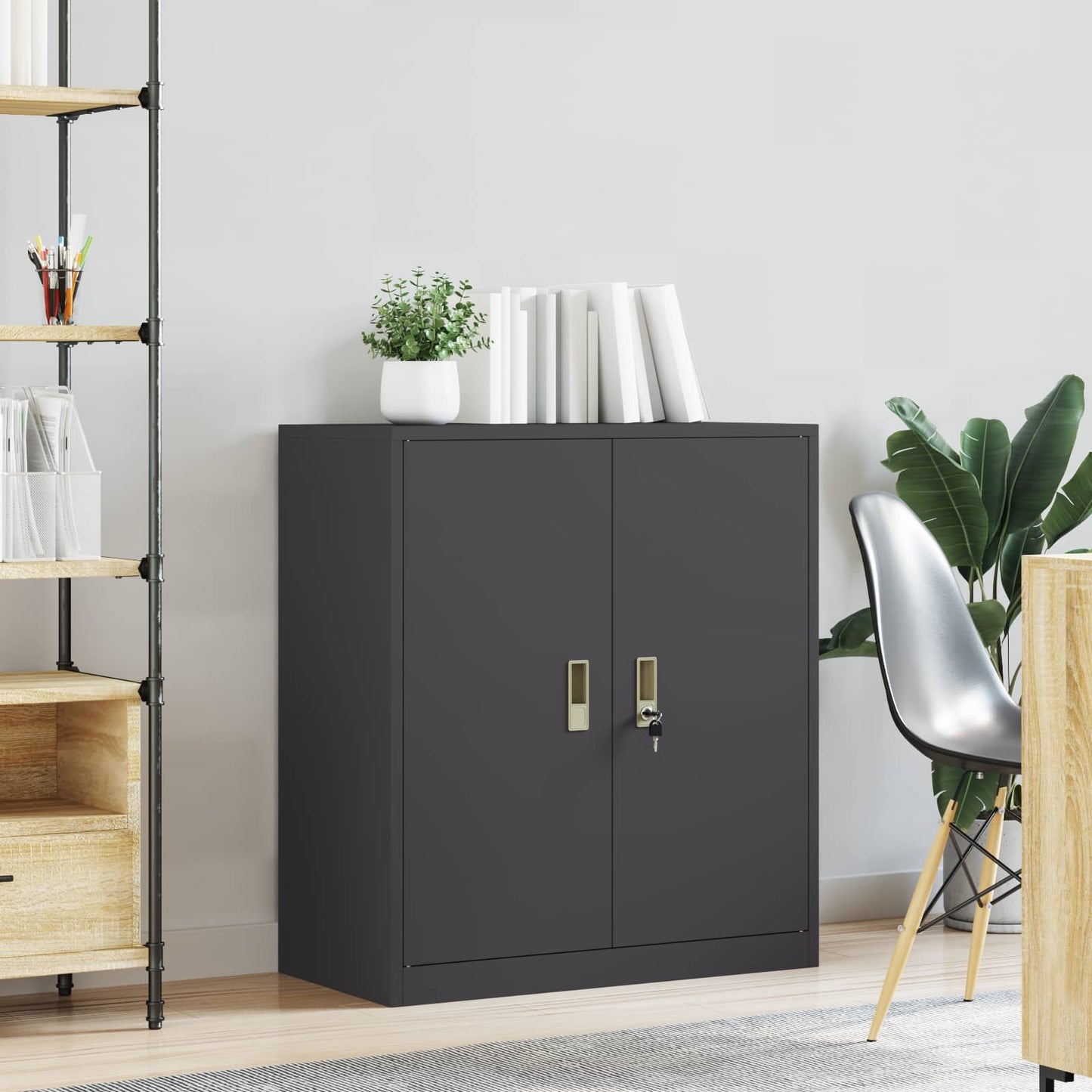 Storage Cabinet Black 80 x 40 x 90 cm Steel