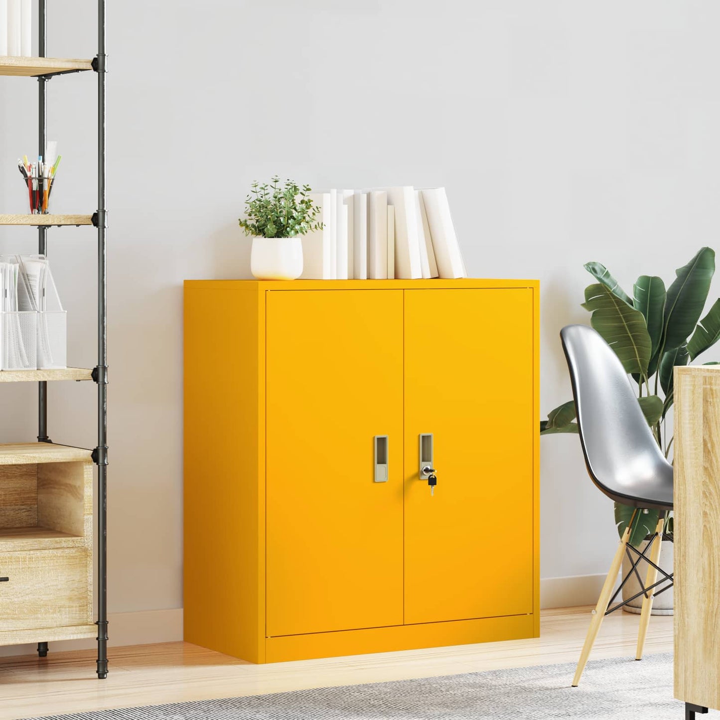 Storage Cabinet Mustard Yellow 80 x 40 x 90 cm Steel