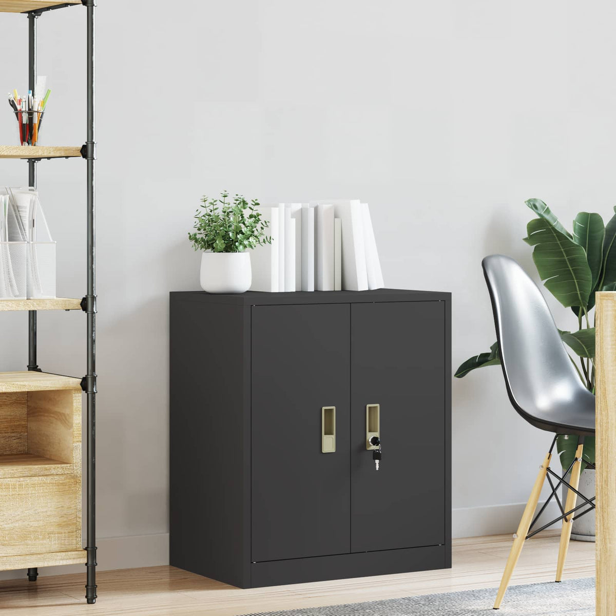 Storage Cabinet Black 60 x 40 x 70 cm Steel