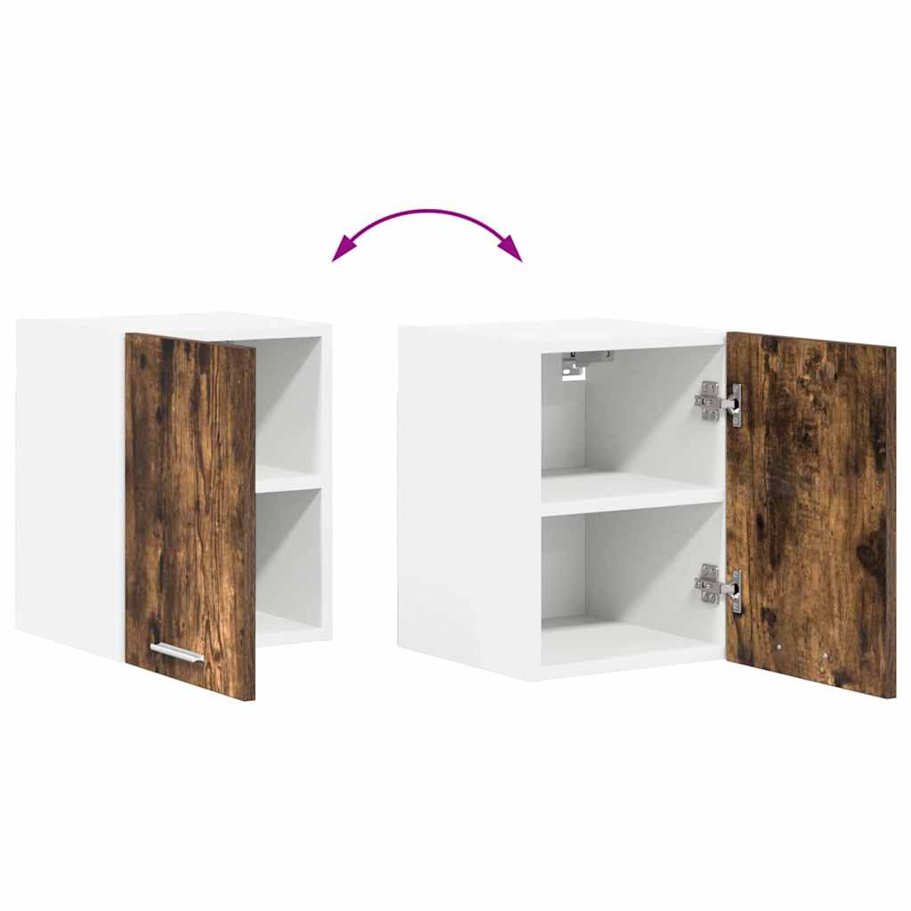 Hanging Cabinet with Door Smoked Oak and White 30 x 31 x 40 cm