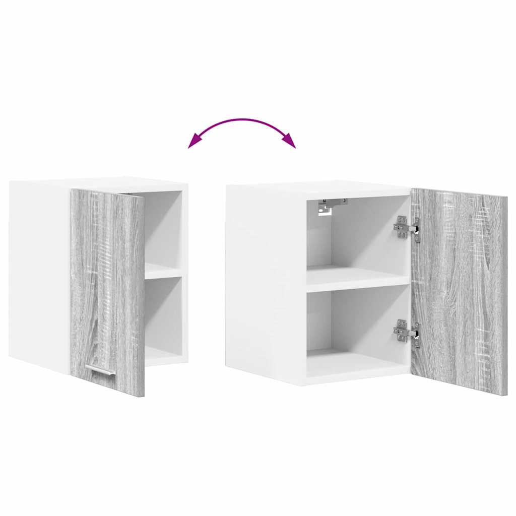 Hanging Cabinet with Door Grey Sonoma and White 30 x 31 x 40 cm