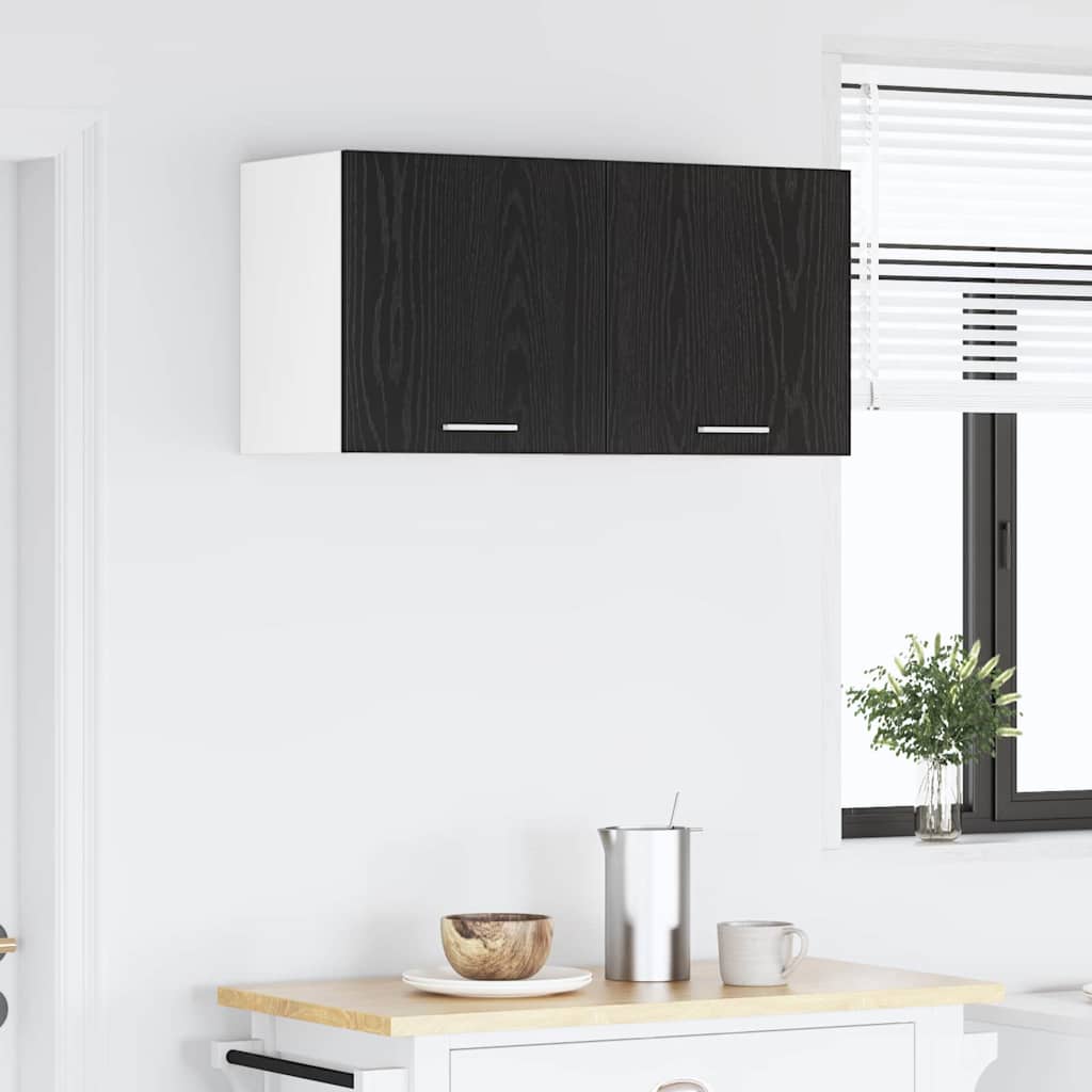 Hanging Cabinet with Door Black Oak and White 40 x 31 x 40 cm