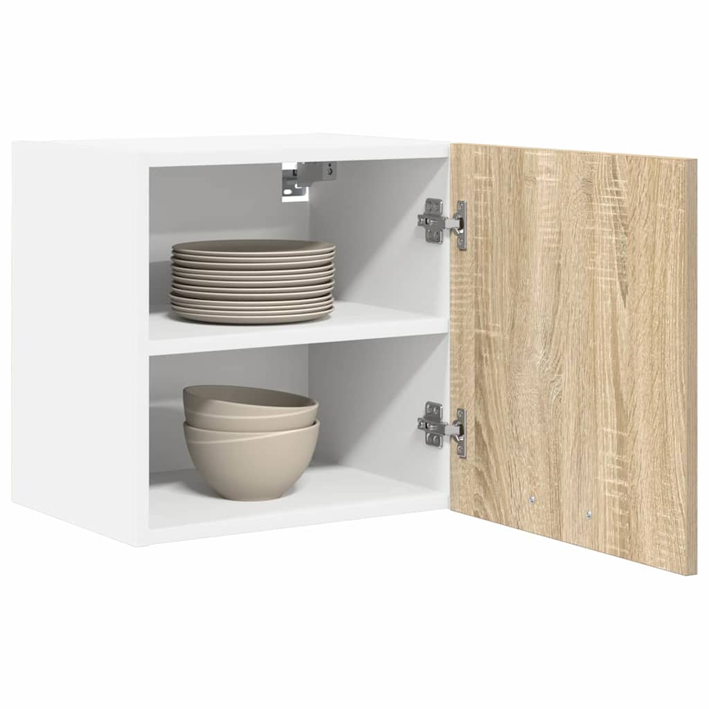 Hanging Cabinet Sonoma Oak and White 40 x 31 x 40 cm
