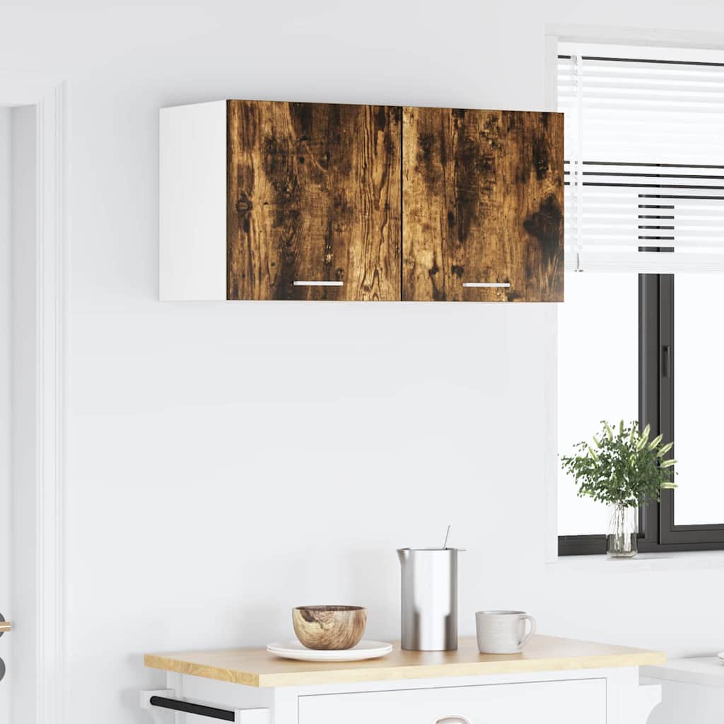 Hanging Cabinet with Door Smoked Oak and White 40 x 31 x 40 cm