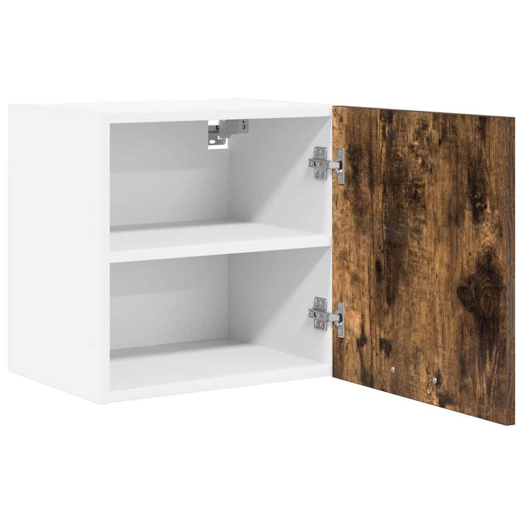 Hanging Cabinet with Door Smoked Oak and White 40 x 31 x 40 cm