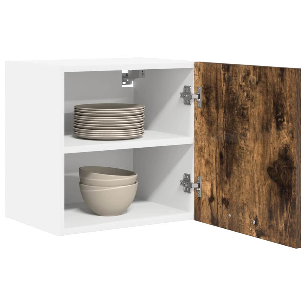 Hanging Cabinet with Door Smoked Oak and White 40 x 31 x 40 cm