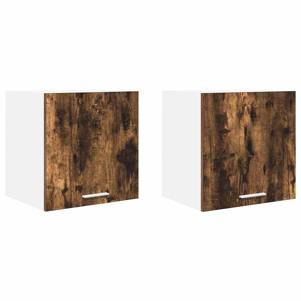Hanging Cabinet 2 pcs Smoked Oak and White 40 x 31 x 40 cm