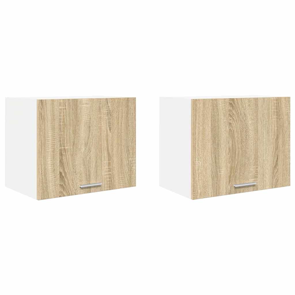 Hanging Cabinet 2 pcs Sonoma Oak and White 50 x 31 x 40 cm