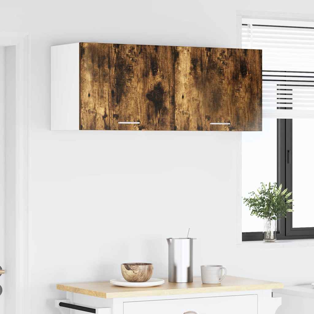 Hanging Cabinet with Door Smoked Oak and White 50 x 31 x 40 cm