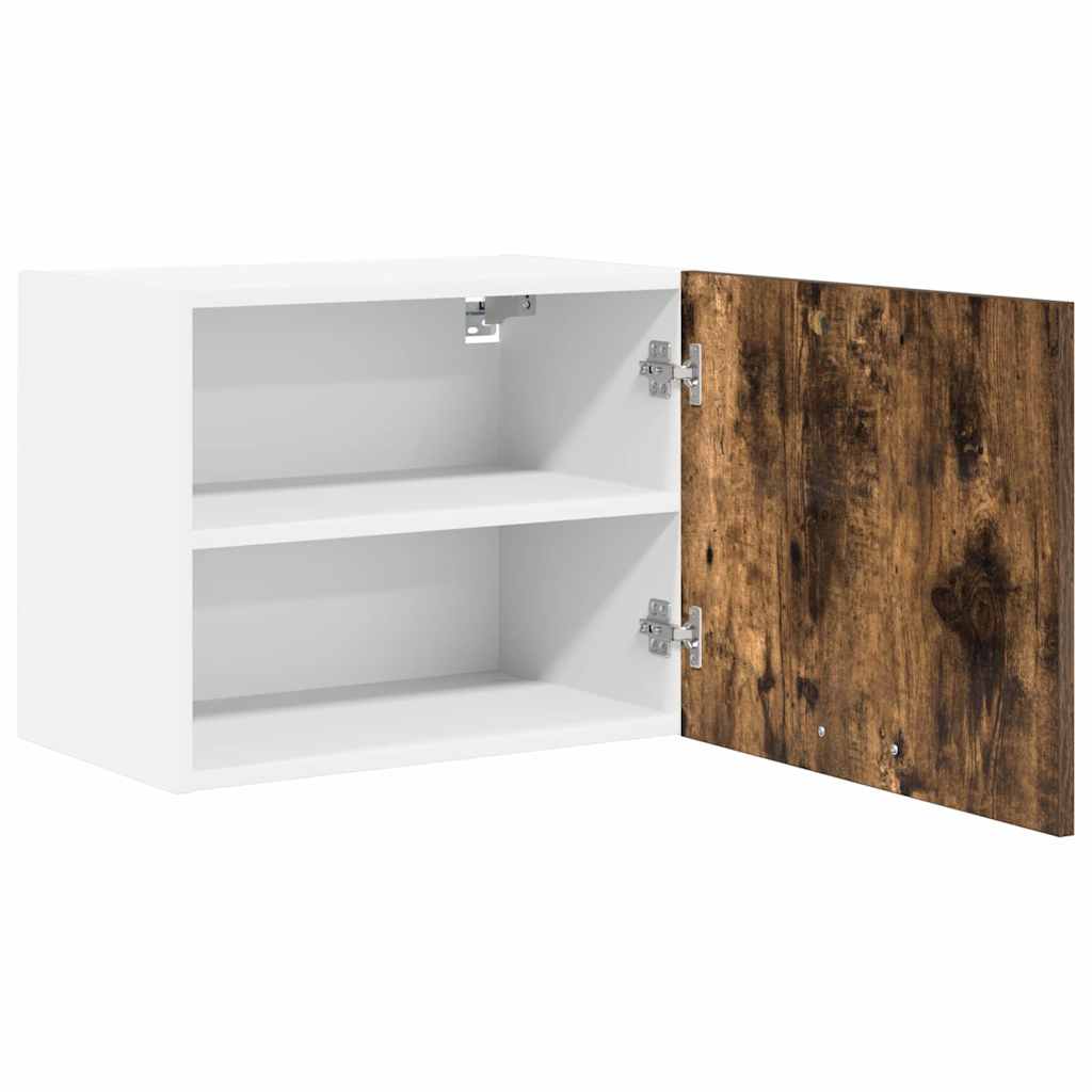 Hanging Cabinet with Door Smoked Oak and White 50 x 31 x 40 cm