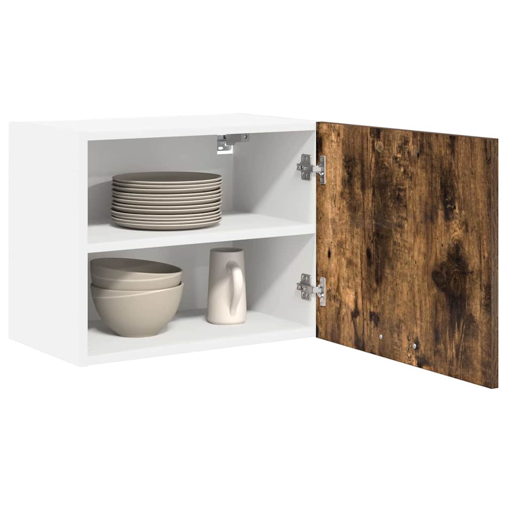Hanging Cabinet with Door Smoked Oak and White 50 x 31 x 40 cm