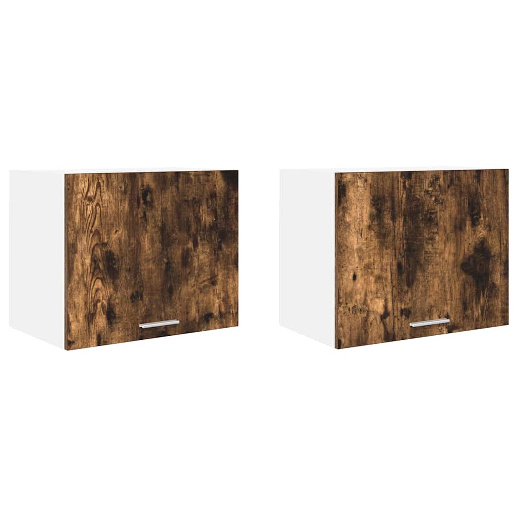 Hanging Cabinet 2 pcs Smoked Oak and White 50 x 31 x 40 cm