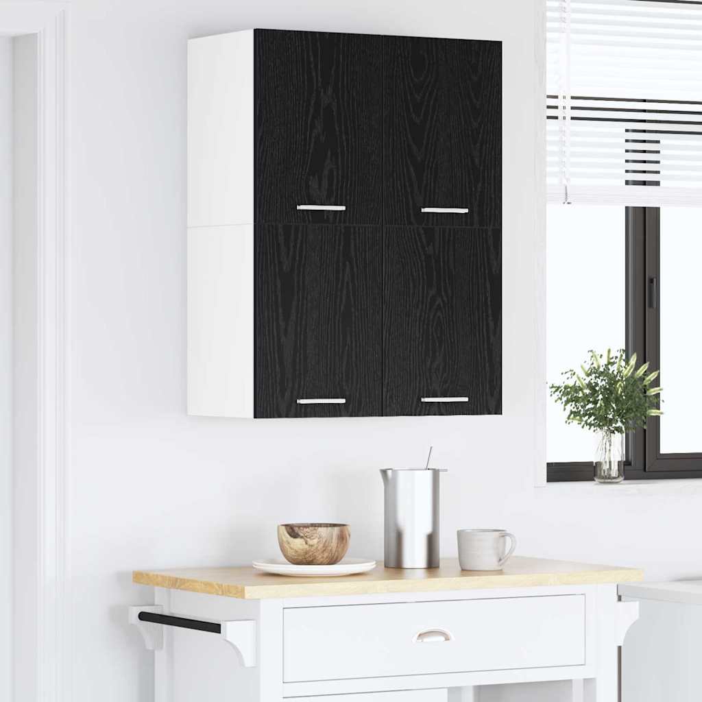 Hanging Cabinet Black Oak and White 60 x 31 x 40 cm