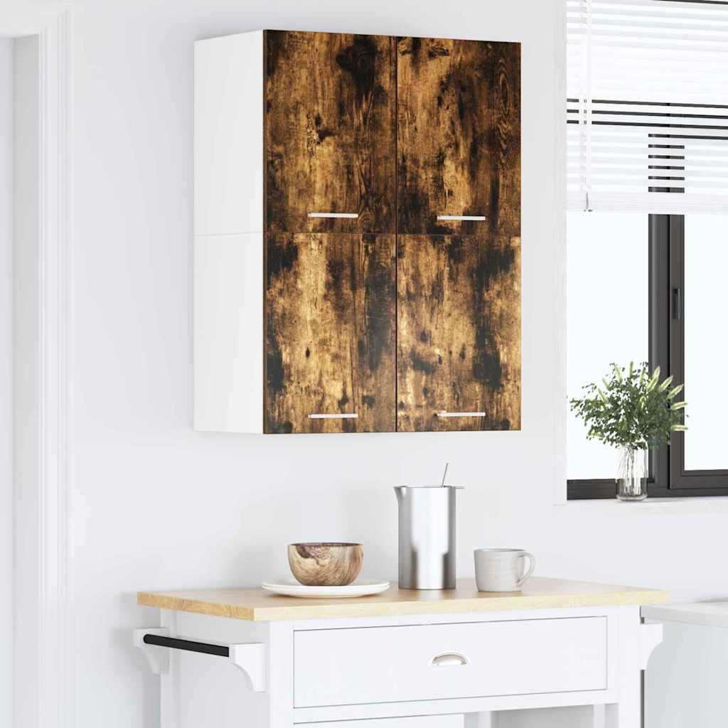 Hanging Cabinet Smoked Oak and White 60 x 31 x 40 cm