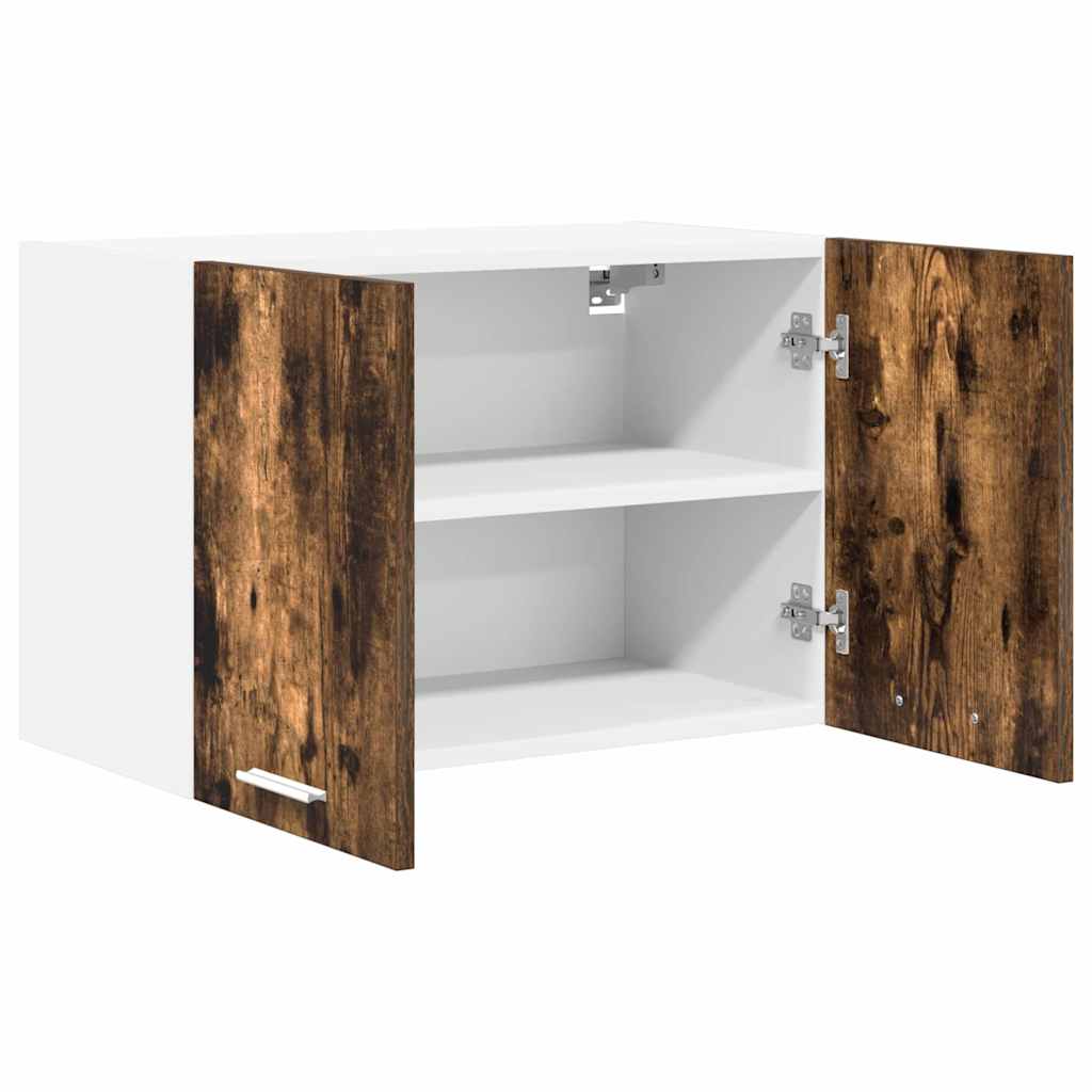 Hanging Cabinet Smoked Oak and White 60 x 31 x 40 cm