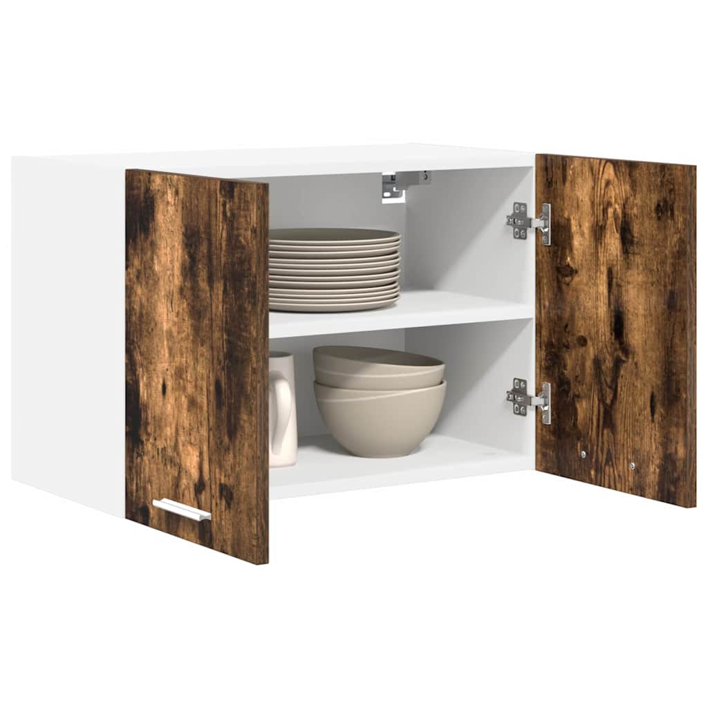 Hanging Cabinet Smoked Oak and White 60 x 31 x 40 cm