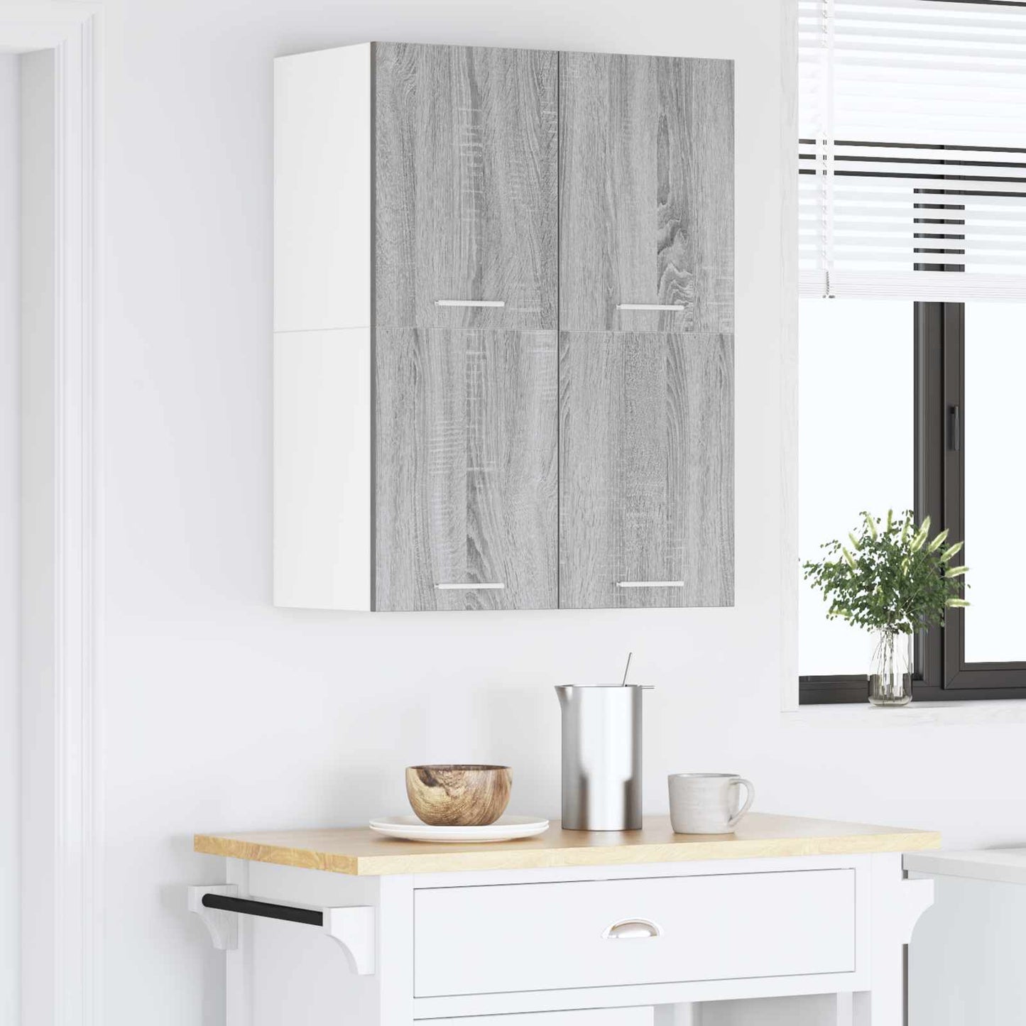 Hanging Cabinet 2 pcs Grey Sonoma and White 60 x 31 x 40 cm