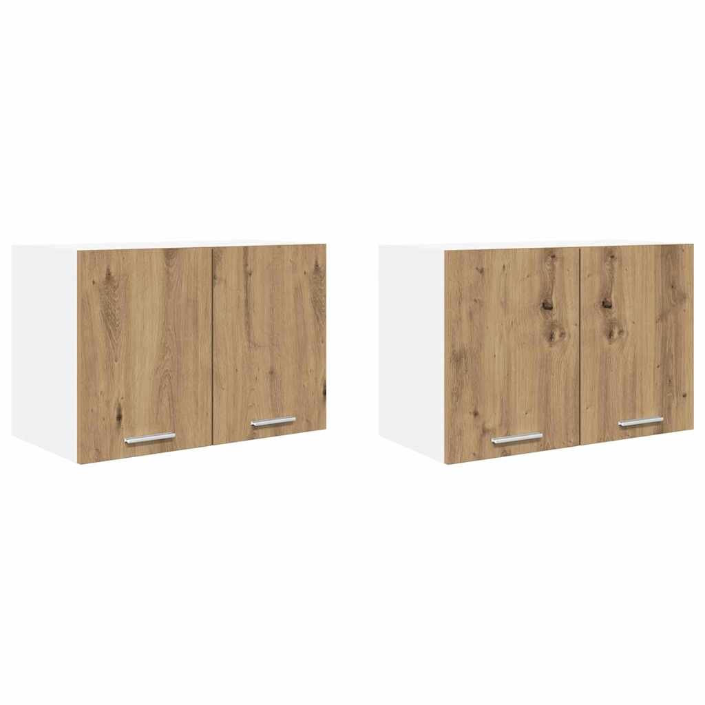 Hanging Cabinet 2 pcs Artisan Oak and White 60 x 31 x 40 cm