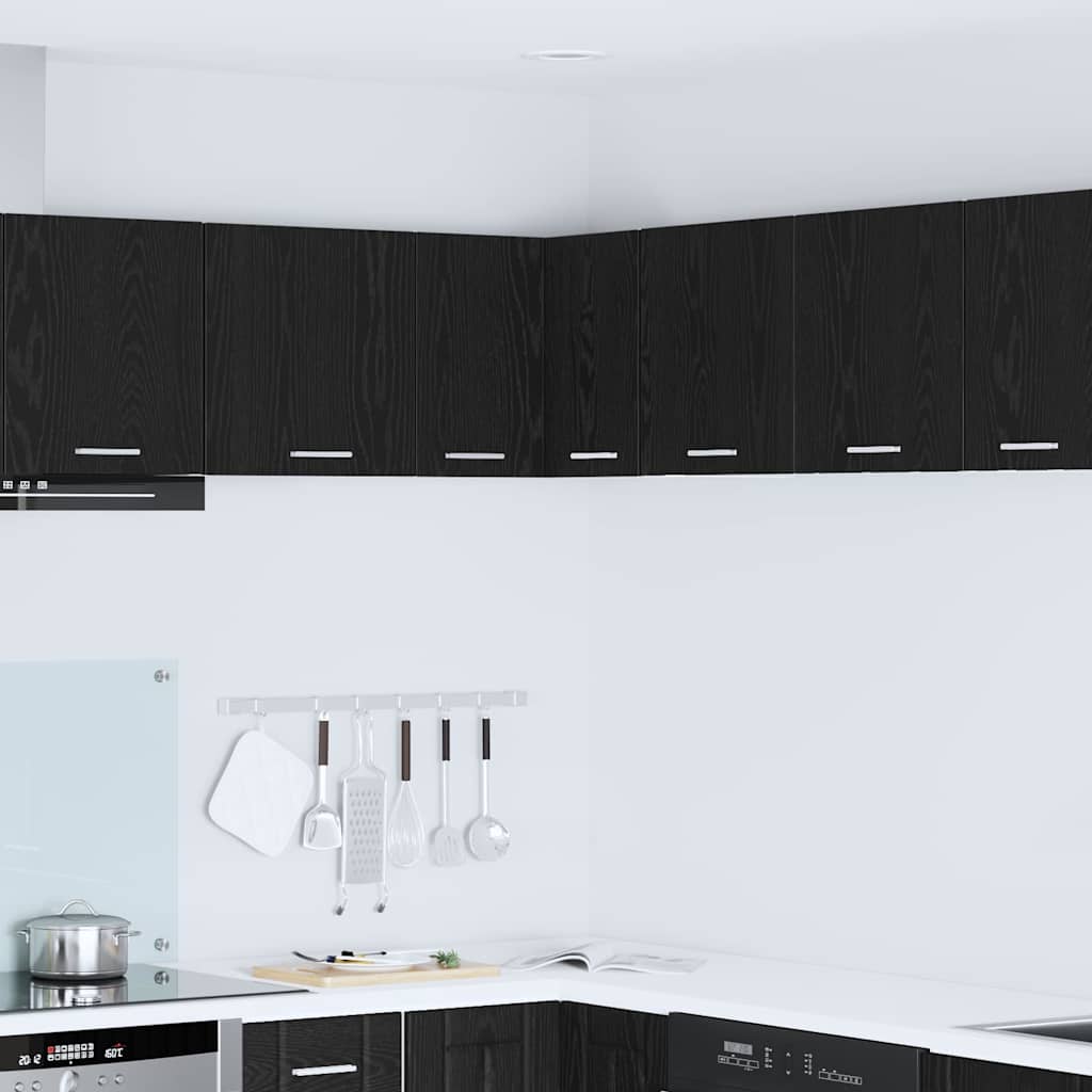 Hanging Cabinet Black Oak and White 57 x 57 x 40 cm